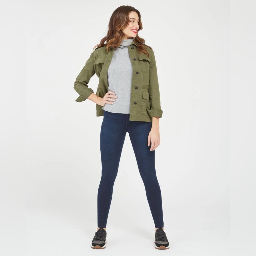 Spanx Jean-ish Ankle Leggings in Twilight Rinse Blue.